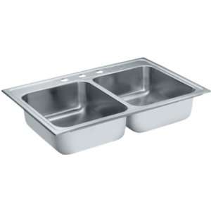   22315 Lancelot 33x22 2 Bowl 3 Hole Stainless Sink