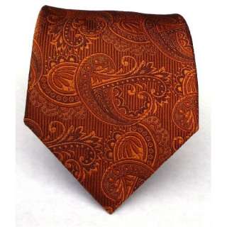 100% Silk Woven Burnt Orange (Rust) Paisley Tie Clothing