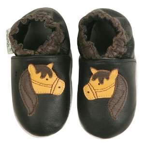  Momo Baby Soft Sole Baby Shoes   Horse Black 2 3 Years 