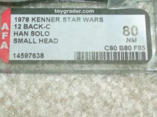 Vintage Star Wars 1978 HAN SOLO RARE SMALL HEAD 12 BACK C MOC AFA 80 