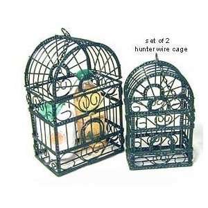  Wire Cage Round Small Set of 2 Green Color