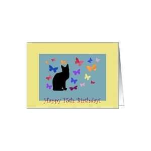    15th Birthday, any one, butterflies & cat Card Toys & Games