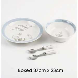 Special Ceramic Little Boys Bowl, Plate and Cutlery 
