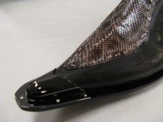   Brown Mens Fiesso Pointed Slipon Metal Toe Snake Print FI 6594  