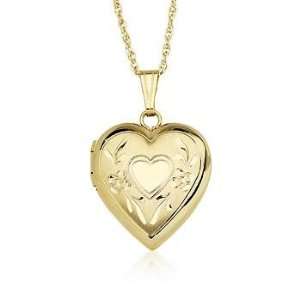  14kt Yellow Gold Engraved Heart Locket. 15 Jewelry