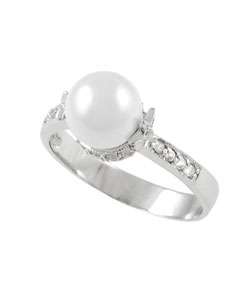 Tressa Sterling Silver with Faux Pearl CZ Ring  Overstock