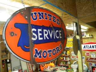 Old United Service GM Delco DSP Porcelain Sign w/ Old Car Rare Version 