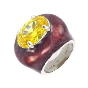  Rose Enamel CZ Ring Jewelry