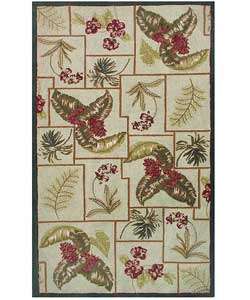   Tropical Abstract Leaf/Floral Wool Rug (8 x 10)  Overstock