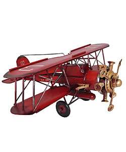 Antique Metal Bi Plane Airplane Model Toy Replica  Overstock