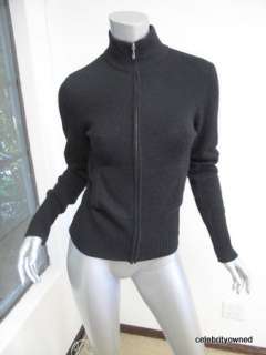 James Perse Black Cashmere Long Sleeve Zip Up Sweater 2  