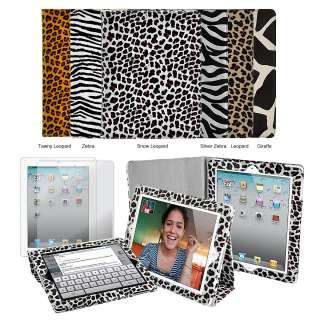 Apple iPad 2 Animal Print Folding Stand Case with Screen Protector 