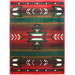 Southwestern Striped Red Rug (8 x 11)  Overstock
