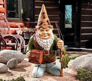 Woodland Fishing Gnome Unique Garden Statue ~NEW~  