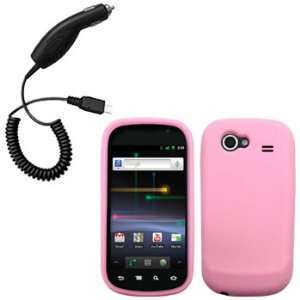  Light Pink Silicone Skin / Case / Cover & Car Charger for 