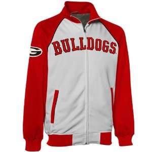  Georgia Bulldogs White Red Raglan Track Jacket: Sports 