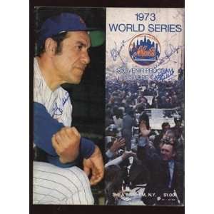  1973 World Series Program New York Mets 4 Auto B E Holo 