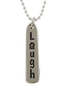 Charming Life Sterling Silver Laugh Word Charm Necklace   