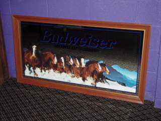   Budweiser Beer Mirror Clydsdale Horses Horse Bar Pub Sign #102 251