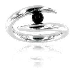 Stainless Steel Tension set Black Ball Fashion Ring  Overstock