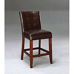   Espresso Brown Bi cast Leather Bar Chairs (Set of 2)  Overstock