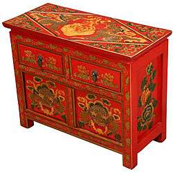   Tibetan Hand painted Dragons Storage Cabinet (China)  Overstock