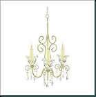 White Victorian Beaded Crystal Chandelier Candle Holder