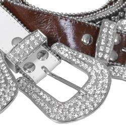 Journee Collection Womens Rhinestone Detailed Leather Belt 