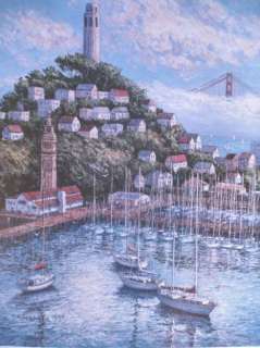 Anna Chrasta Coit Tower Daytime Print S/N Harbor Boats  