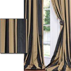 Black/ Gold Stripe Faux Silk Taffeta 96 inch Curtain Panel  Overstock 