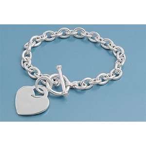   Bracelet   Oval Link with Heart   7x9mm   23mm Charm, 7IN Jewelry