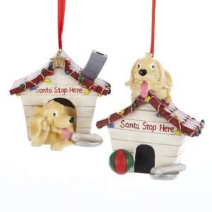  Pack of 6 Puppy Dog and Dog House Santa Stop Here 
