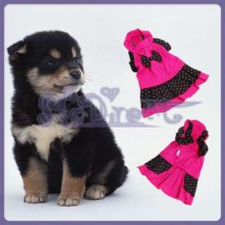 Ruffle DOG DRESS Pink Black Bow Dot PET APPAREL Size S  