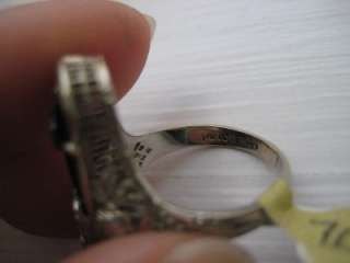 Vintage Solid 14k Gold Onyx Eastern Star Filigree Ring  