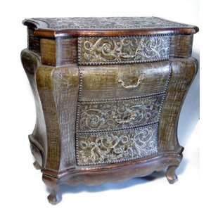 Wood Brass Chest Drawers Dresser Hall Table Furniture:  