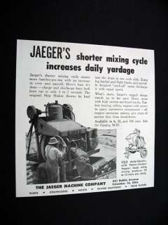 Jaeger Machine Concrete Mixers mixer 1953 print Ad  