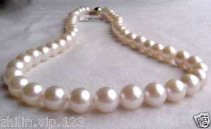 Charming genuine AAA 9 10mm Salt White Pearl Necklace  