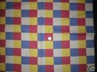 CHECK RED YELLOW WHITE BLUE PIQUE FABRIC SQUARE CUBE  
