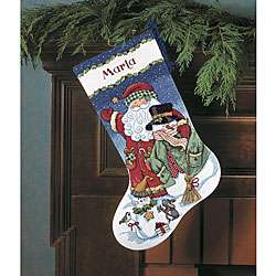 Santa and Snowman Stocking Counted Cross Stitch Kit  Overstock