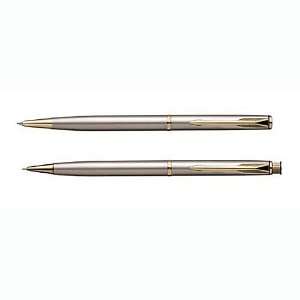  PARKER Insignia Stainless Steel GT Ball Pen and Pencil Set GOLD 