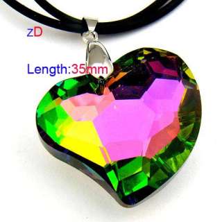 c9503 Colorful Spark Heart Love Bead Crystal Pendant Necklace Fashion 