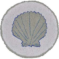 Sea Shell Wool Hooked Chair Pad  