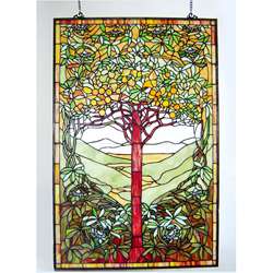 Tiffany style Life Tree Stained Glass Window Panel  Overstock