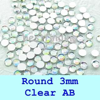 Flat Back Gems Round 3mm Nail Art Rhinestones Pick Quantity Clear AB 