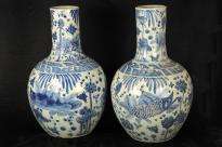 Pair China Temple Jars Urns Vases Pottery Porcelain Nan  