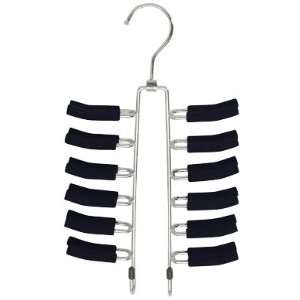 Friction Tie Rack and Scarf Hanger   Non slip   Set of 2 (Black/Chrome 