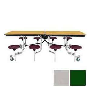   Stool Unit With Plywood Top, Green Top/Gray Stools