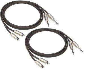 PACK 6 FT. PRO AUDIO DUAL 1/4 TS MALE TO DUAL RCA MALE CABLE PATCH 