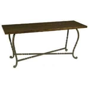   Villa Rectangular Console Table w/ Wood Plank Top: Home & Kitchen
