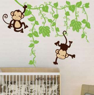 Nursery Wall Decal Monkey in Jungle A type with monkey  